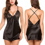 Mood Naiste Seksikas pesu Satiin Chemise Silk Slip magamisriided Pits hommikumantel kleit &Ouml;&ouml;r&otilde;ivad S must