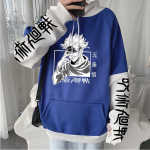 Jaapani anime Jujutsu Kaisen Gojo Satoru Meeste riided Kapuutsiga dressipluusid Naiste Harajuku Cosplay Suurem&otilde;&otilde;tmelised t&auml;navar&otilde;ivad kapuutsiga topsid M sinine