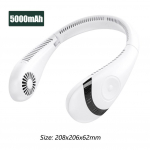 Kaasaskantav rippuv kaelaventilaator 5000 mAh USB Laetav labadeta vaigistatud spordif&auml;nnid suvised v&auml;lis&otilde;hu jahutuskantavad kaelarihma ventilaatorid valge