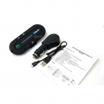 Auto Bluetooth k&auml;ed-vabad komplekt helitugevuse reguleerimise ja muusika kuulamisega, k&auml;ed-vabad komplekt kuni 16-tunnise akuga, &uuml;hilduv iPhone'i, Samsungiga 12.9*4.9*1.4cm must