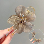 &Otilde;rn Velvet Bow Bun Juukseklamber Suur esmaklassiline juukseklamber French Pearl Back juukseklamber