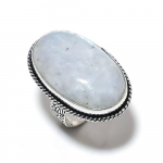 Natural Rainbow Moonstone Gemstone 925 Sterling Silver Gift Ring Size 10 v7z32