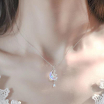 Star Moon Kuukivi Titaanist teraskett Kaelakee Romantiline ripats Ehted A10