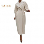 Naiste Villane jope Ujutatav krae &uuml;hev&auml;rviline kaherealine mantel Retro kuninglik stiil termiline pikad laternad varrukad Pendelr&auml;nne Tutvumine Kevad s&uuml;gis S punane