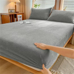 Peene flanelliga lina, talvine soe korallifliisist madratsikaitse, pehme hingav voodikate ilma padjap&uuml;&uuml;rita Bed sheet (150x200x25cm) h&otilde;bedane hall v&auml;rv