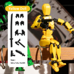 DIY 3D Mannekeen Robot Dekompressioon M&auml;nguasi Mannekeen Action Man Mitme liigesega liikuvad m&auml;nguasjad FCGJRO-5-Yellow