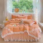 Pestud puuvillane neljaosaline komplekt Princess Wind pits voodi seelik tekk kattelina &uuml;hev&auml;rviline poleeritud voodipesu 1.5m bed oranž