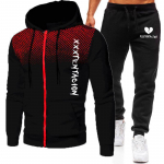 T&otilde;mblukuga kapuuts talvep&uuml;ksid 2-osaline mood Hoodie meeste dressipluus dressip&uuml;kste komplekt meeste jope S must