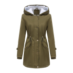 Naiste mantlid BRIGHT DEER Eemaldatav kunstkarusnahast kapuutsiga fliisvoodriga soe mantel Kerge veekindel tuulekindel puhvis joped Talve v&auml;limine kulumine 5XL roheline