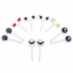 10 tk korduvkasutatavate silmadega mini-puuviljakahvli m&auml;rk Multikas lastele toiduvalik K&otilde;rbe hambaork 3* 2.4 cm