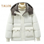 Talvine sulemantel polsterdatud kapuutsiga krae taskud lukuga Parka tuulekindel soojust hoidev igap&auml;evane k&uuml;lma ilmaga v&auml;lir&otilde;ivad puuvillane jope S must