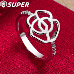 925 Pure Silver Flower AAA Tsirkoon S&otilde;rmus Mood Pulmaehted 7#