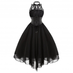 (SU)Naiste seksikas pitskleit Vintage kleit Retro Court Printsessi varrukateta minikleit XXXXXL must