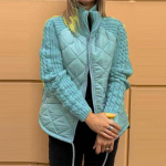 Naiste pikkade varrukatega p&uuml;stine krae Puuvillase polsterdatud jope s&uuml;gis- ja talvine vabaaja &otilde;huke lukuga mantel, silmkoeline varrukas 2XL