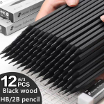 3/6/12 tk Must puidust pliiats HB/2B must pliiats Ohutu keskkonnas&otilde;bralik ja mittetoksiline, kasutatakse igap&auml;evaseks m&auml;rkmete kirjutamiseks ja joonistamiseks 3 Pcs&2B