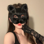 1 tk Halloweeni cosplay peokost&uuml;&uuml;m isetehtud aksessuaarid kunstkarusnaha rebasemask karvane poole n&auml;oga looma kassimask pruun