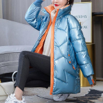 Naiste talvejope vabaaja mantel, pikk, paks lahtine pesuvaba l&auml;ikiv sule puuvillase polsterdatud jope XL