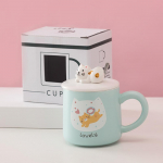 Multikas armas kassi keraamiline kruus kaanega lusikas piima kohvitass loominguline ja praktiline kingitus veetopsid piimamahla joogikruusid