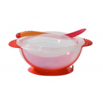 Beebikausid imemisaluse, lekkekindla kaane, temperatuuritundliku lusika, binauraalse disainiga kaussi (Pakis 3) punane