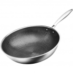 34cm Roostevabast Terasest K&auml;rgstruktuuriga Mittenakkuv Wok Pann Stir-Frying jaoks Kriimustuskindel K&ouml;&ouml;gin&otilde;u K&ouml;&ouml;gin&otilde;ud Tarvikud 56.00X34.00X8.50CM