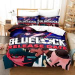 Uus 3D-prinditud anime BLUE LOCK Bachira Voodipesukomplekt &Uuml;he-, Twin-, T&auml;is-, Queen-, King-suuruses Voodikomplekt T&auml;iskasvanu Laste Magamistoa Tekikoti Komplektid 70x133cm 2pcs black