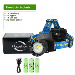 &Uuml;liv&otilde;imas 4*600W LED pealamp &Uuml;lihele Pika ulatusega Pealamp USB laetav Pealamp Kalastus Jahipidamine Peavalgusti C-4*600W 18650 and box