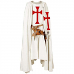 Meeste keskaegne r&uuml;&uuml;tli ristis&otilde;dija templir&uuml;&uuml;tli tabardi Halloweeni kost&uuml;&uuml;m kapuutsiga kuubiga r&uuml;&uuml; Cosplay renessansi kost&uuml;&uuml;mikleit S