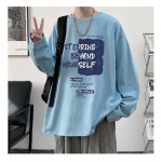 Tr&uuml;kitud s&uuml;gistalvine kampsun meeste kevad ja s&uuml;gis 2024 Korea uus &uuml;mmargune kaelus, vaba topp &scaron;ikk Hongkongi stiilis trendikas M valge