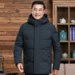 Keskealiste meeste sulejope Talve kapuutsiga vabaaja paks soe valge pardi sulemantel Meeste mustad pargid L must