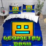3D Geometry Dash Voodipesukomplektid Tekk Voodikate Tekikott Padjap&uuml;&uuml;r 2-3 Osalised Komplektid Magamistoa Kaunistus Kodutekstiil Bedding Set&AU Double180x210cm