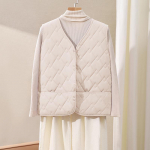 Naiste &otilde;huke villane tepitud teemantvest, kerge ja soe s&uuml;giseks/talveks (Valge) XXL must