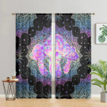 2 t&uuml;kki, B&ouml;&ouml;mimandala ps&uuml;hhedeelsed seenekardinad -30% valgust blokeerivad - sobivad elutuppa, magamistuppa ja kodu kaunistamiseks. W150CM H166CM&Rod pocket