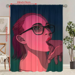 2 tk - Yst&auml;v&auml;np&auml;eva tegelaskujundusega - Tr&uuml;kitud kardin - Pol&uuml;estermaterjal - Sobib magamistuppa, elutuppa, t&ouml;&ouml;tuppa, 30Wx65L(76x165CM)x2