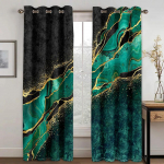 3D kaasaegne klassikaline marmorroheline kuldne elegantne hall 2 paneeliga &otilde;hukese varjundiga pol&uuml;estrist aknakardin magamistoa elutoa sisekujunduseks 100W130H(CM)40x51in&Hook
