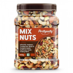 PrettyNutty Healthy Nutmix 500g, kuivatatud mandlid, mustad rosinad, india p&auml;hklid, j&otilde;hvikad, mustad datlid ja palju muud. (Purgi pakk)