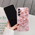 Luxury Flowers &uuml;mbris iPhone'ile Samsung A55 A35 S24 FE S25 Xiaomi Redmi Note 13 Pro 14C Huawei Honor p&otilde;rutuskindel telefoni kaitseraua kriimustusvastane matt kate Samsung Galaxy A55 5G roosa