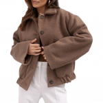 Naiste villane jakk lahtik&auml;iva kraega &uuml;hev&auml;rviline &uuml;he n&ouml;&ouml;biga mantel plisseeritud &auml;&auml;rega soe pikkade varrukatega pendelr&otilde;ivas kohtingutele kevad s&uuml;gis talv M kohv