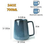 Large 24OZ 700ML Ceramic Coffee Mugs with Handle, Big Jumbo Tea Water Cup for Office and Home, Gift and Present 600-700ML