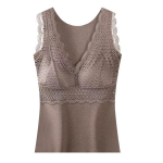 Naiste termilised topid sisseehitatud rinnahoidjaga vabaaja pehme mugav vest Pullover Stretch soe aluspesu varrukateta pits Cami vest XL must