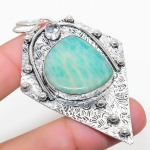 Amazonite, White Topaz 925 Sterling Silver Jewelry Pendant 2.84 a9e32