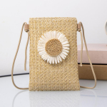 Rotangist kootud naiste &otilde;lgkott Reguleeritav &otilde;lakott K&auml;ekott, kootud lillega suvine rannanaise &otilde;lakott, kakiv&auml;rvi kotid 13x2x18.5cm khaki