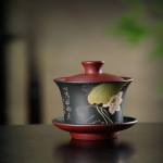 200ml Yixing Lilla Savi Gaiwan Kuulus Savimaalitud Lootose Tee Tureen Ilu Tee Infuser Kauss Kaanega Hiina K&auml;sitsi Valmistatud Zisha Tee Komplekt