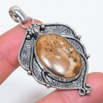 Natural Mud Crack Fossil Gemstone 925 Sterling Silver Jewelry Pendant 2.48 o4g87
