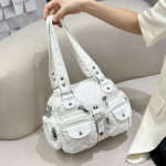 Niche Vintage Suure mahutavusega Veduri Mitmetaskuline Kaenla all kandmise kott All-in-one T&ouml;&ouml;les&otilde;itja &Otilde;lakott Crossbody kott valge