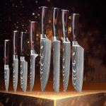 8-osaline roostevabast terasest k&ouml;&ouml;ginoa komplekt, puidust k&auml;epidemega, terava k&ouml;&ouml;ginoa komplekt, lihal&otilde;ikusnoa, konditustamisnoa, k&ouml;&ouml;giviljanoa ja puuviljanoa komplekt 8Pcs knife set