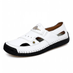 39-48 Suvised meeste nahast rannasandaalid K&auml;sitsi valmistatud meeste kinnise ninaga sandaalid Suure suurusega sandaalid 48 valge