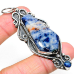 Sodalite, Blue Topaz Handmade 925 Sterling Silver Pendant 3.07 c1c51