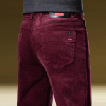Meeste 2025 Slim Fit velvetist vabaaja &auml;rip&uuml;ksid 28 veinipunane v&auml;rv