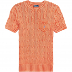 Polo Ralph Lauren &Uuml;hev&auml;rviline &Uuml;mmarguse Kaelusega Logoga Tikitud Kootud L&uuml;hikeste Varrukatega Kampsun Naiste Topp Oranž 211910987-016 L