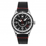 AVI-8 Flyboy Airmaster GMT Nahkrihm Mootori Must sihverplaat Automaatne AV-4128-01 Meeste k&auml;ekell must